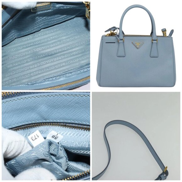 PRADA Galleria Hand Bag Safiano leather 2way Light Blue Gold - Picture 13 of 15